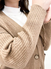Load image into Gallery viewer, Irwin Ribbed Knit Cardigan in Khaki
